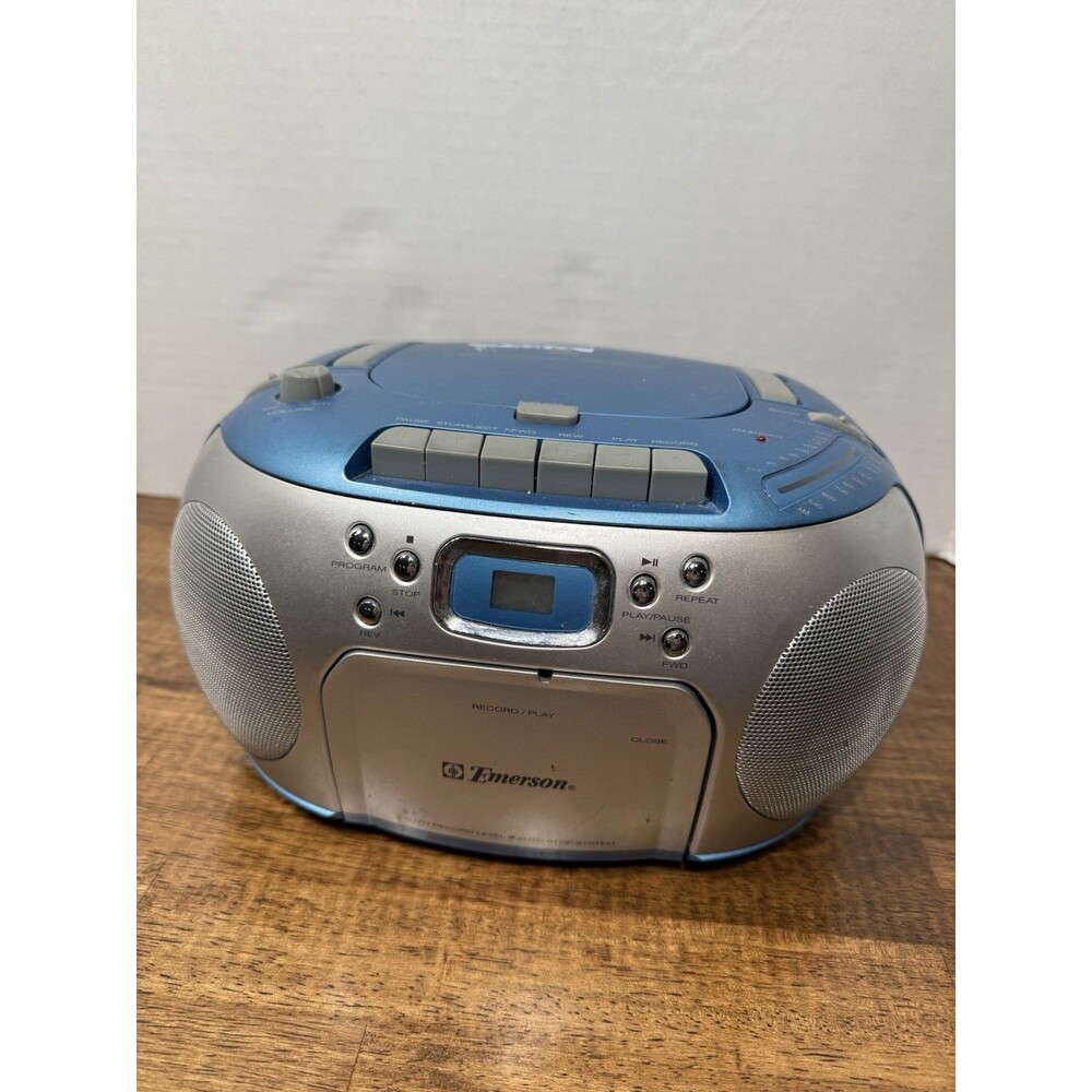 Emerson PD6511BL Boombox AM/FM Radio CD Player Cassette Headphone not tested